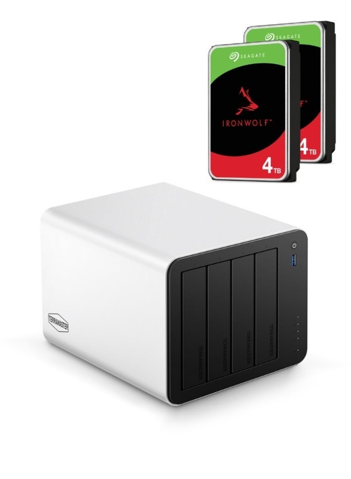 TERRAMASTER F4-425 Plus NAS Storage – 4Bay Intel N150 Quad-Core CPU, 16GB RAM DDR5, 5GbE LAN x 2, M.2 Slot x 3, Network Attached Storage for Teamwork, Multimedia Server 8TB Bundle with 2 X 4TB Seagate IronWolf - Image 1